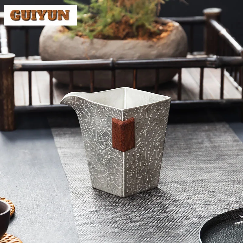 High -end Metal Tin Health TEA DISKER VINTATE Ebony Rukoväť DispenSer Fair Cup Cha Hai Justice Cup Coffee Teaware Remese