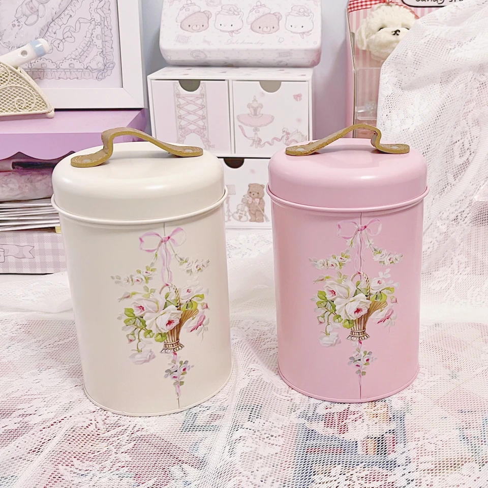 High-end ružové škatule Solid Metal Storage Box Coffee Tea Cans Candy Nálva