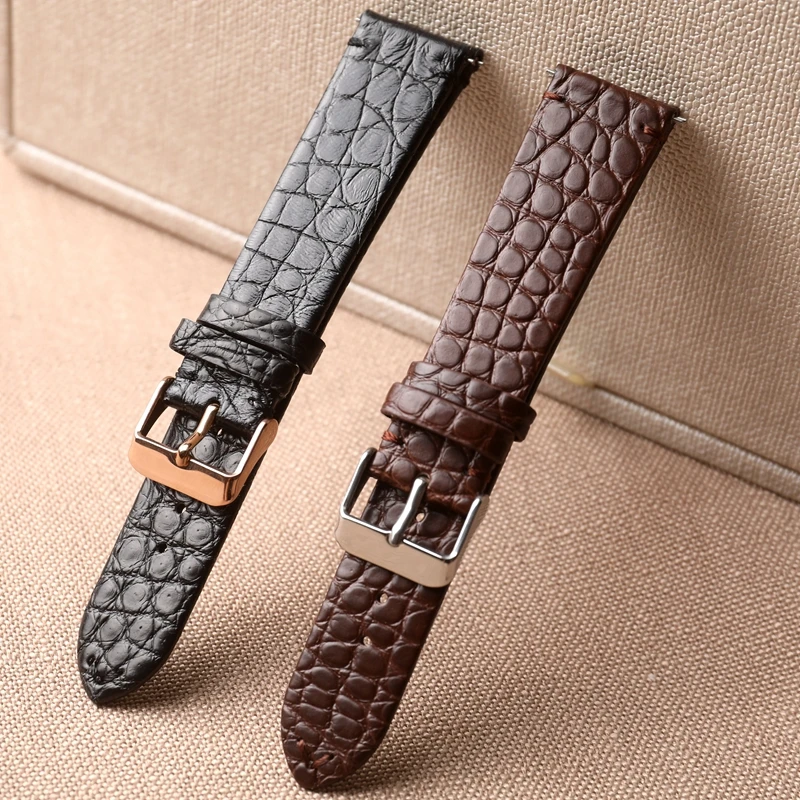 High-end Skutočný kožený remienok, 18 19 20 21 22 mm krokodíl Čierne hnedé štíhle muži hodinky Rýchle uvoľnenie, luxusný náramok
