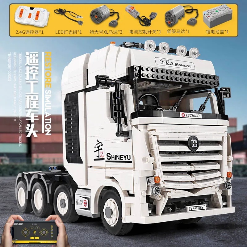 High-Tech QC007 2949pcs MOC APP DISTATE CONTROL TRACK HOODY AROCS Cany Cany Deck Track Trailer Stavebá
