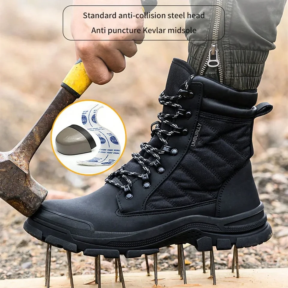 High Top Work Bezpečnostné topánky s oceľovým špičkou, nositeľné topánky na bezpečnosť mužov, pracovné tenisky odolné voči vpichnutiu proti roztoku na zváranie