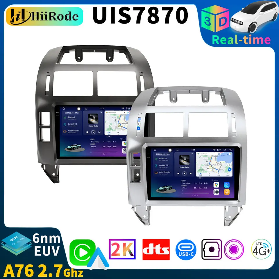 HiiRode 7870 QLED 2000*1200 A76 2,6 GHz 6nm Android 13 12g+256G Rádio GPS pre Volkswagen VW Polo MK4 2001-2009 Carplay Audio
