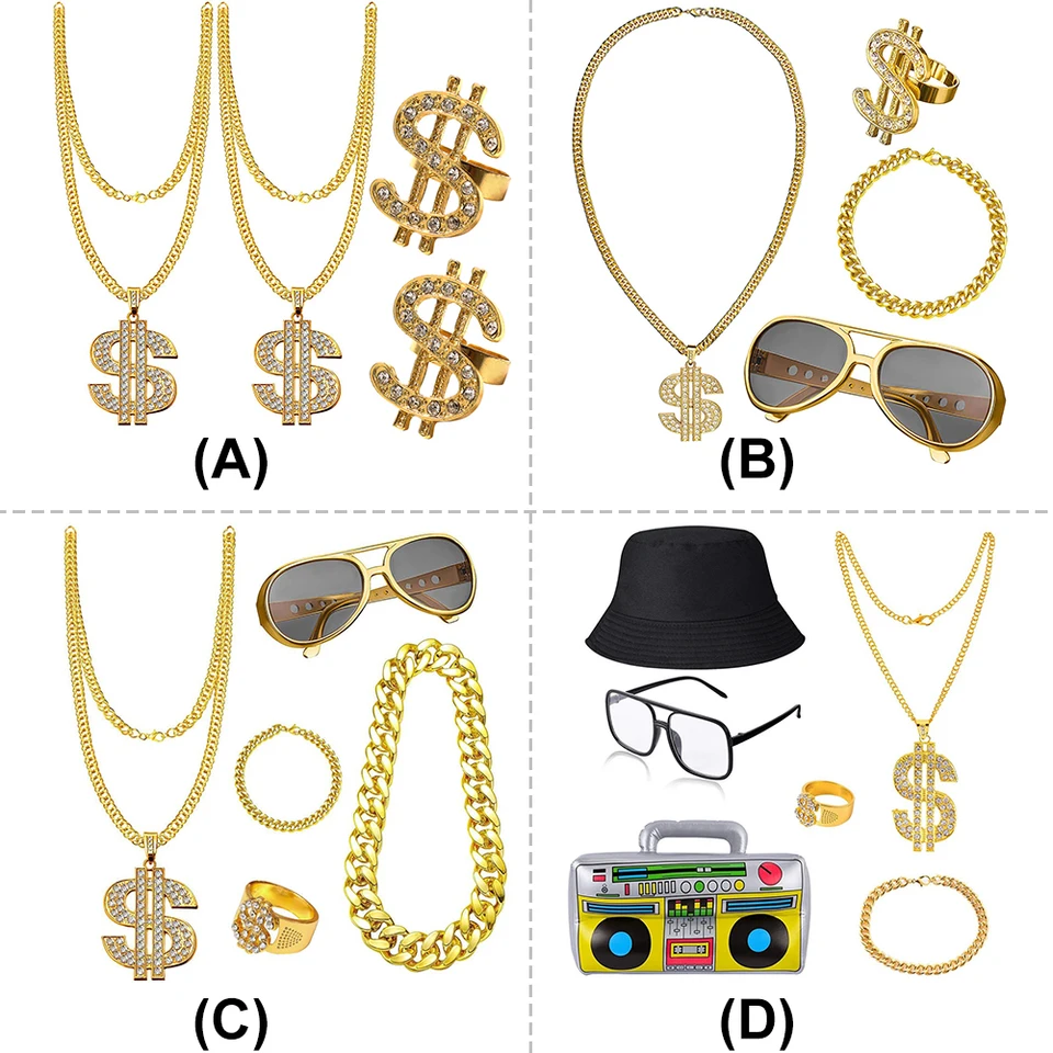 Hip-hop hip-hop flamboyant Punk Dollar Dollar Dollar Dollar Ring 80.s 90.