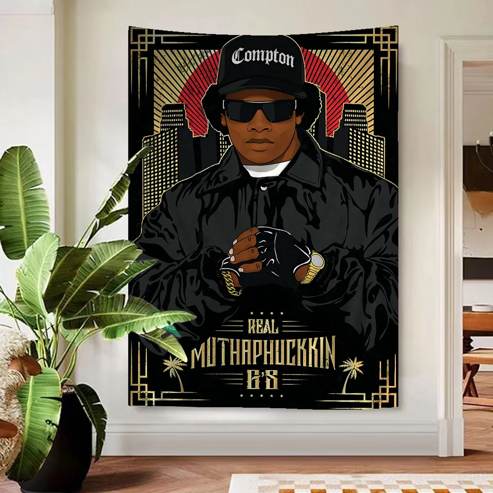 Hip hop hudba hviezdy ľadová kocka eazy-e karikatúra tapiséria umenia Art Science Room Home Decor Decan Decisk Home Decor Decor