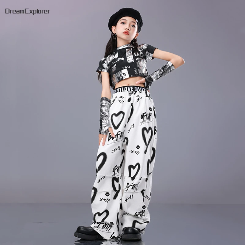 Hip hop Kids cool plodina Top Street Dance Love Pants Girls Streetwear Deti deti jazz roztlieskavačky kostýmy dospievajúci
