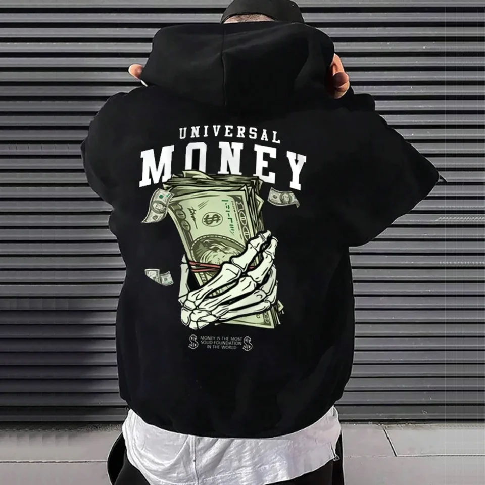 Hip hop mikiny peniaze tlačené mikiny pre mužské dámske s kapucňou harajuku vtipné voľné voľné rukávy streetwear
