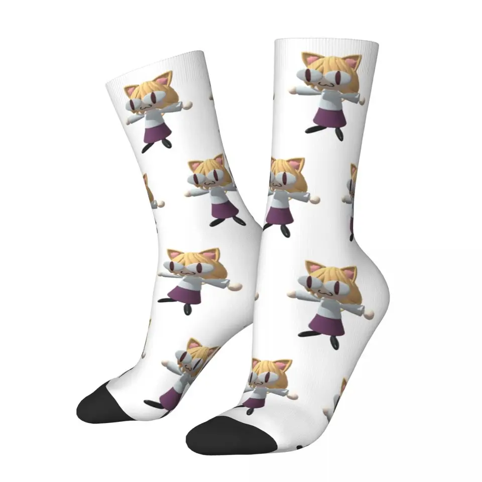 Hip-hop neco oblúk vtipný neko memes basketbalové ponožky Polyester Crew Socks for Women Men