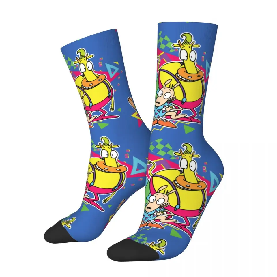 Hip hop retro karikatúra bláznivé mužské kompresné ponožky unisex rockos moderný život harajuku vzor vytlačený vtipný šťastná posádka ponožka