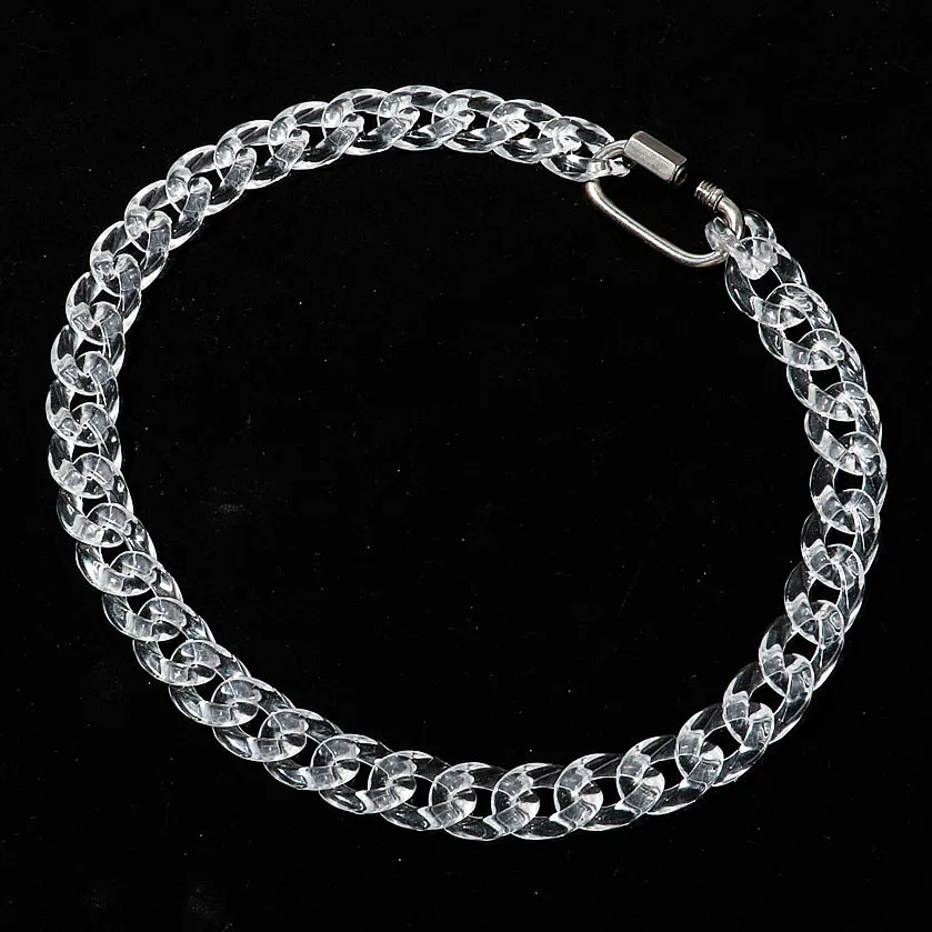 Hip Hop Transparent Acryl Link retiazk zámku náhrdelník pre ženy Men rock kubánska retiazka pracky Choker náhrdelníky Party šperky nové