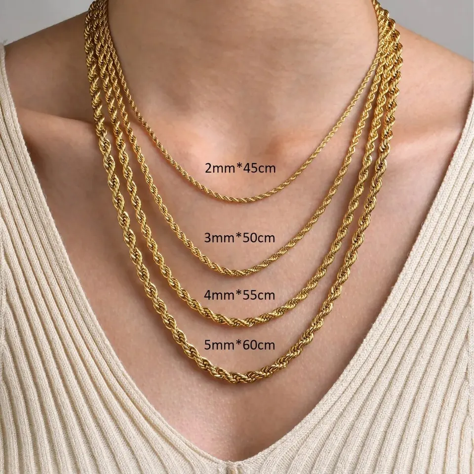 Hip hop trend titániový oceľový chokers náhrdelník pre ženy punk zlaté farby vyprážané cesto zvraty reťaz mužov krk šperky doplnky