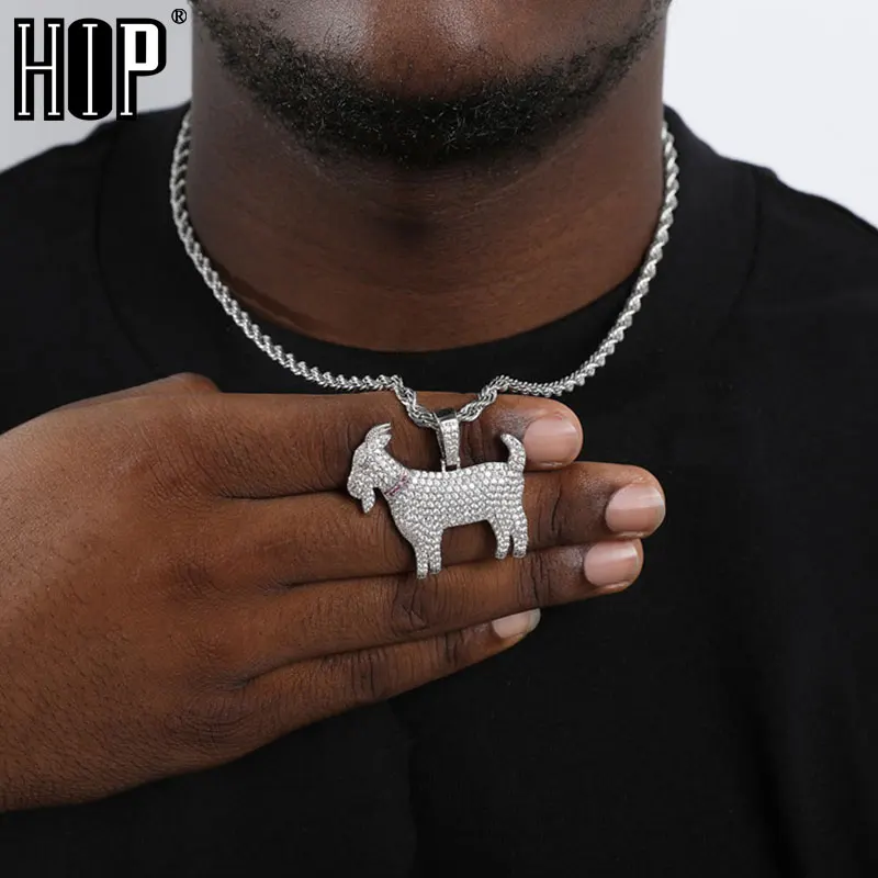Hip hop ľadové out kubické zirkón bling cz kozie prívesky a náhrdelníky pre mužov šperky s tenisovým reťazcom