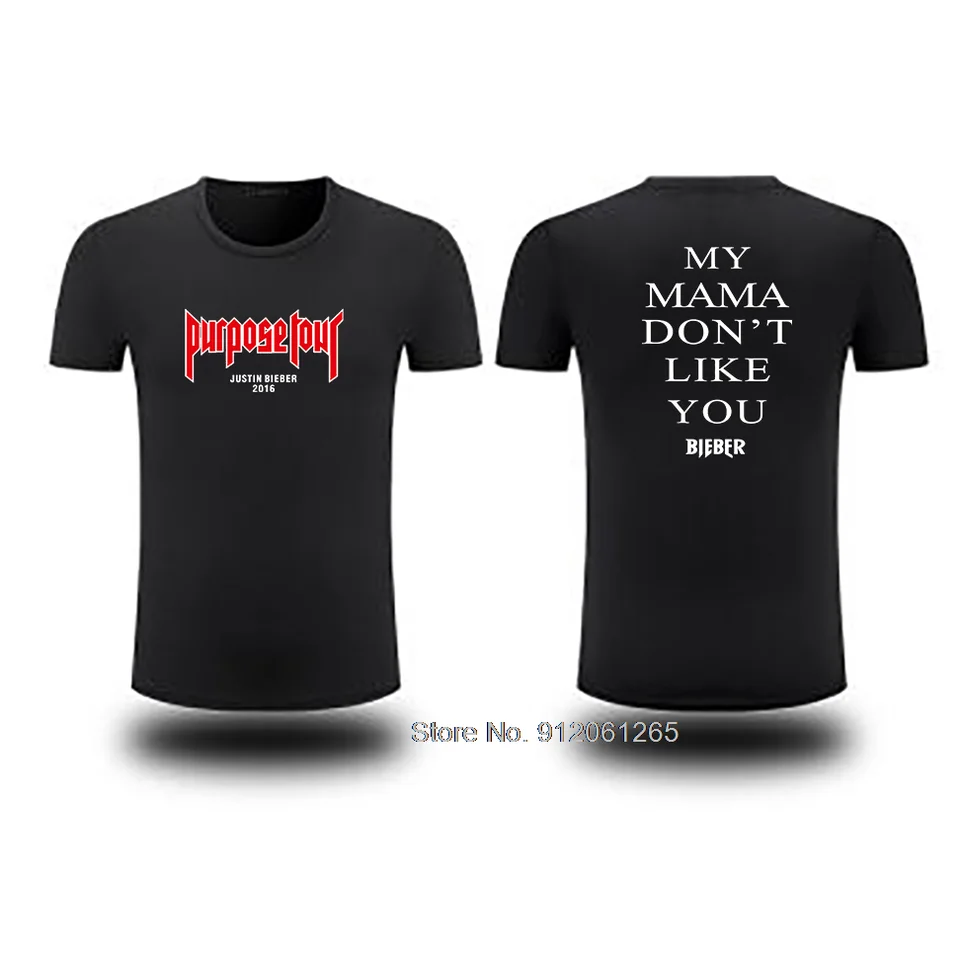 Hip hopový pot homme tee muž listy Justin Bieber Tour Tour Streetwear Black Pink t Shier