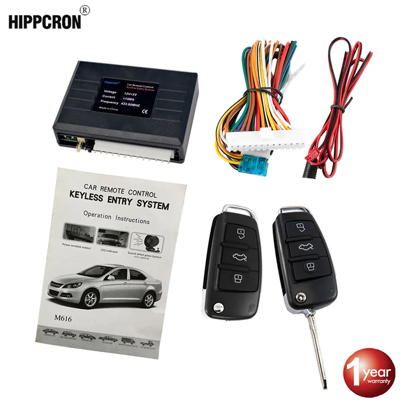 Hippcron Car Central Dvere Lock Automatické kľúče vstupné tlačidlo Tlačidlo Štart zastávka kľúča centrálna súprava Universal Car 12V