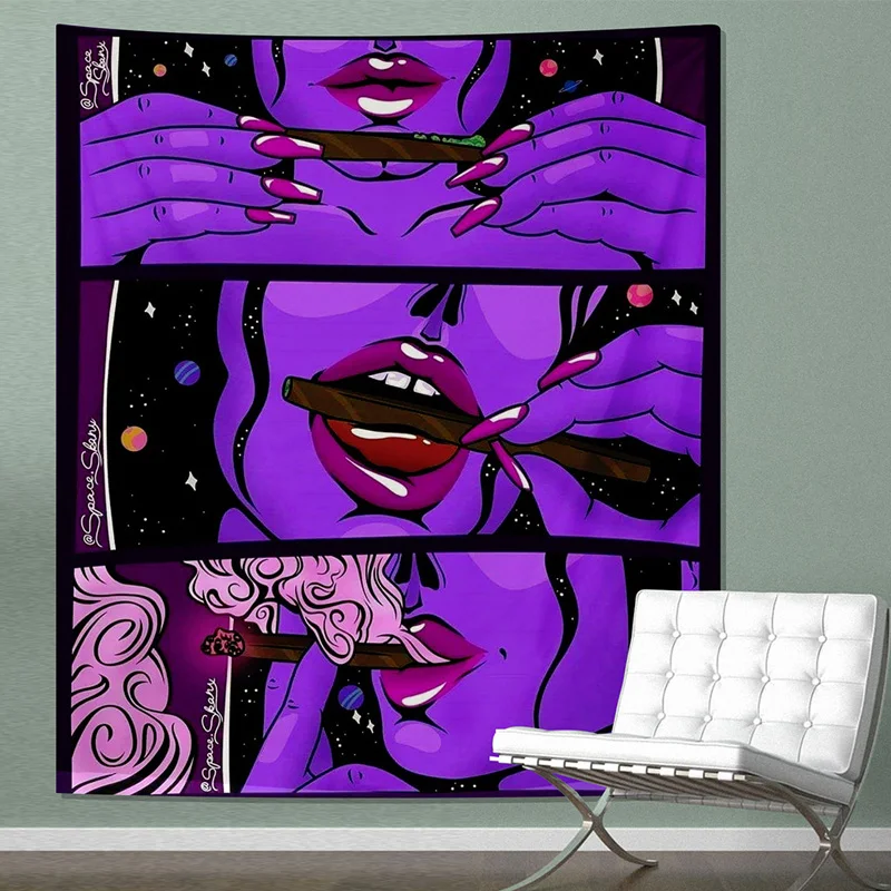 Hippie stena tapiséria stena zavesenie psychedelický dym cool girl umenia estetická mystická spálňa internát koľaj MANDALA joga piknik