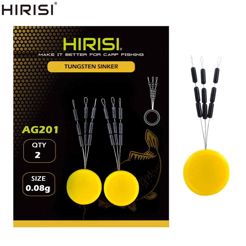 HIRISI 2SET Tungsten Sinkers Hooklink Hmotnica Veľkosť 0,05 g 0,08 g pre rybársky terminálny náčinie AG200