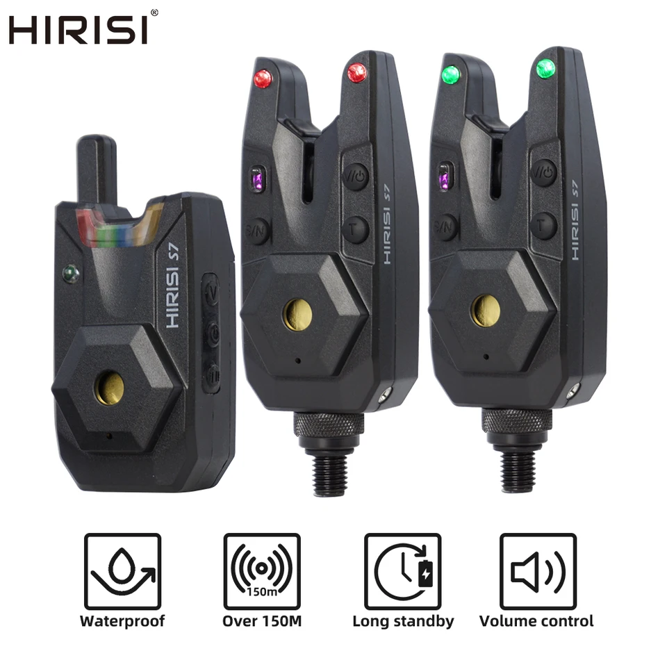 HIRISI Wireless Carp Risking Alarm Set Alartus Alartus Alarm Indikátor kapra Rybárske náradie 1+2 Set S7 Rybárske príslušenstvo