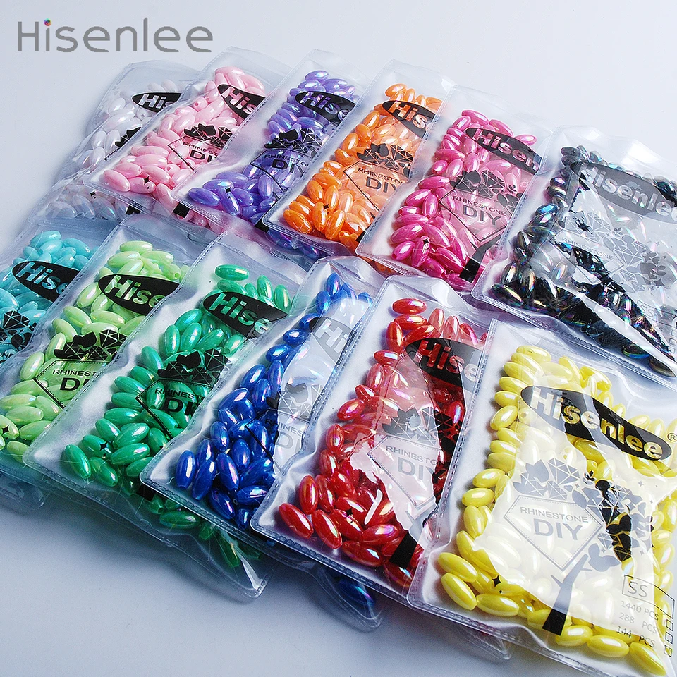 Hisenlee akrylové 12 farieb Jemné 6*12 mm 100 ks/taška Ryža Krásne korálky s vysokým leskom (clona 1,5 mm)
