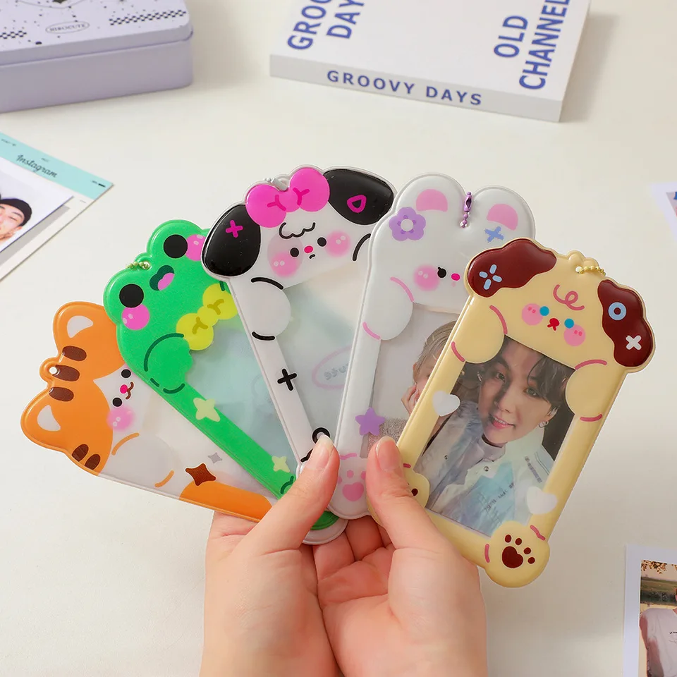 Hisocute Kórejská karikatúra žaba priehľadná karta Držiteľ študent PVC Pendant Card Držiteľ dievča Idol držiak malých kariet