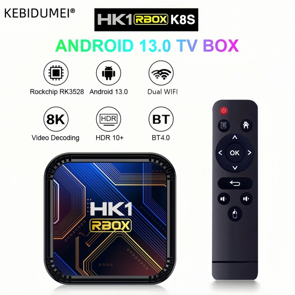 HK1 Rbox K8 Android 13 TV Box RK3528 4G 32G 64G 128G 5G WIFI6 4K 8K 3D BT SMART TVBOX pre Google Global Media Player Set Top Box