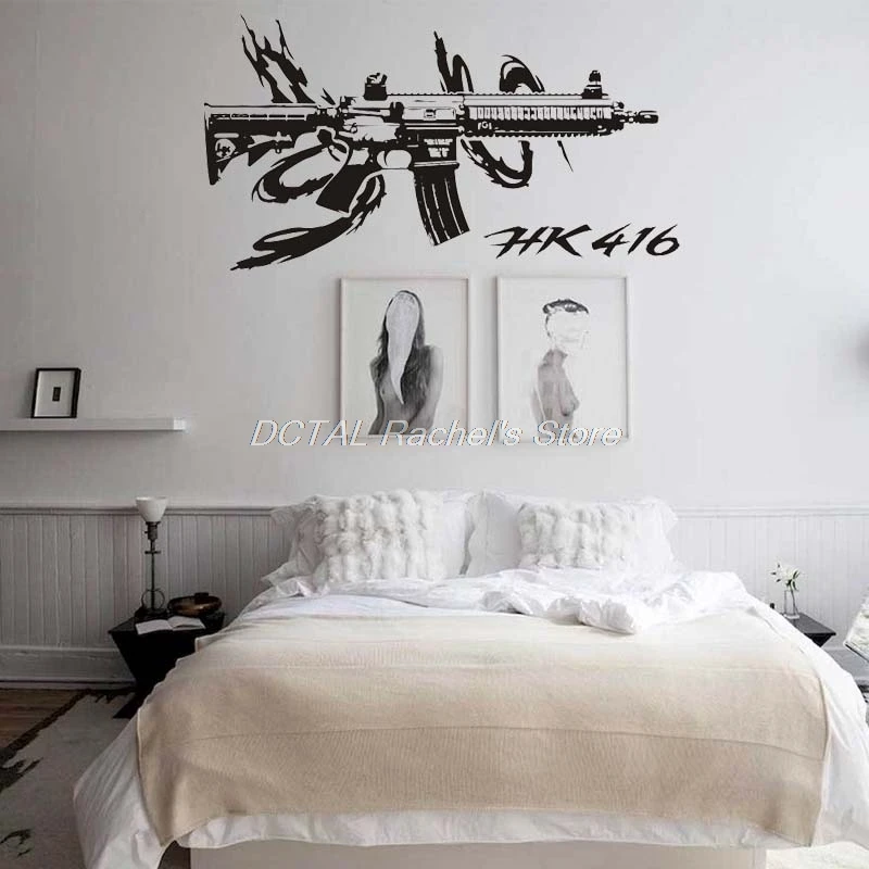 HK416 Nálepka na stenu Heckler a Koch Acvel Rifle Decal Nemecka Army Vinyl Sticker Nástenné maľby pre dekoráciu miestnosti