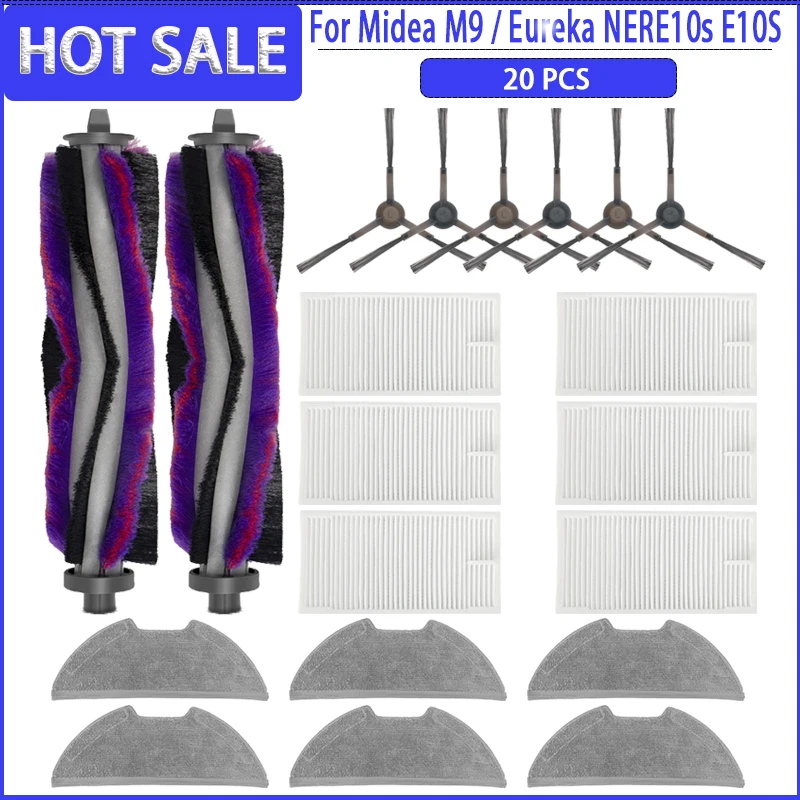 Hlavná bočná kefa Hepa Filter MOPS Colth pre Midea Midea M9 / Eureka Nere10S E10S / OBODE A8 Robotické vysávačové príslušenstvo