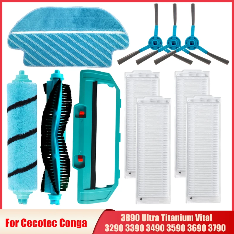 Hlavné kefy Hepa Filter Mop Cloth diely pre Cecotec Conga 3290 3390 3490 3590 3690 3790 3890 Ultra Titanium Vital VACUCELER
