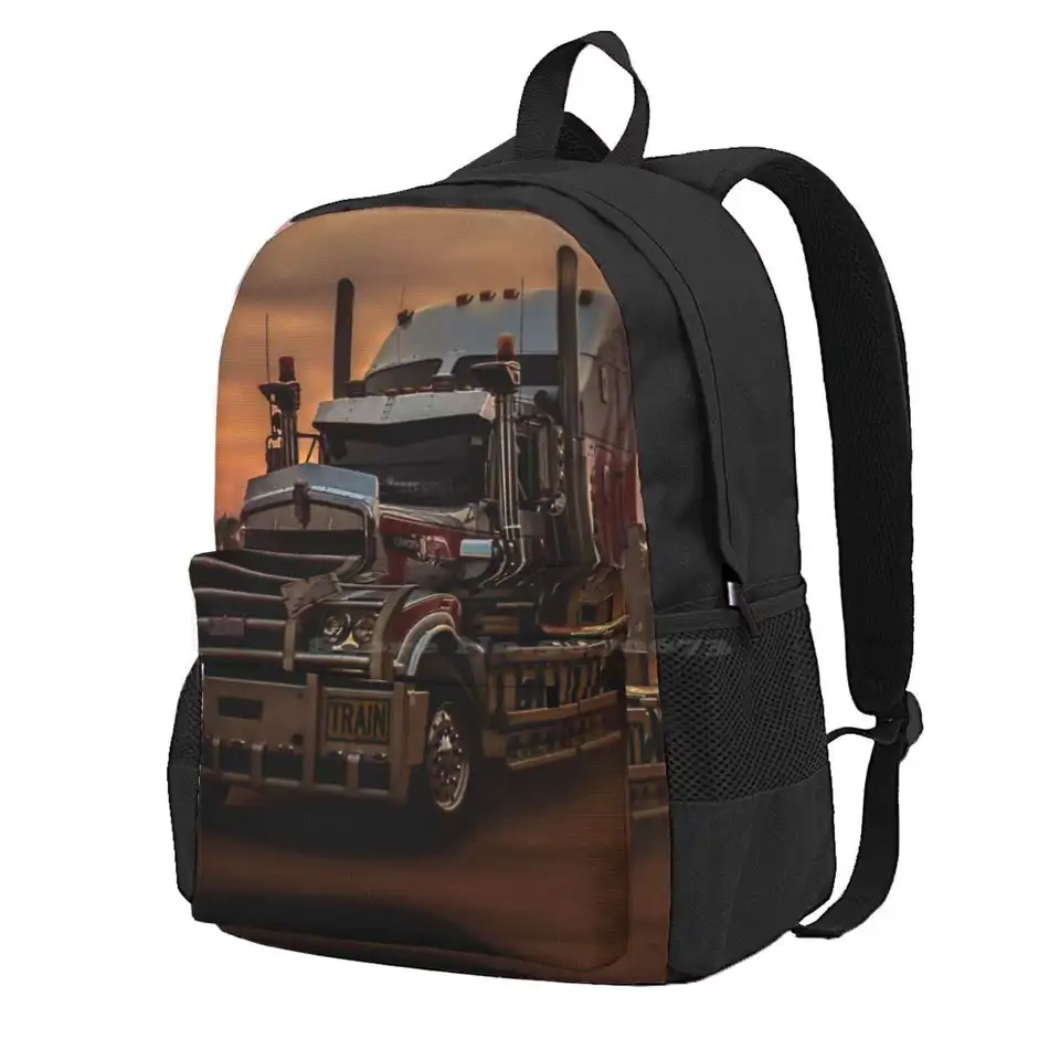 Hlavný hybník Kenworth Truck pri západe Sunset Hot Sale Schoolback Batoh Batoh módne tašky Truck Prime Mover Kenworth Dust Wa Westren