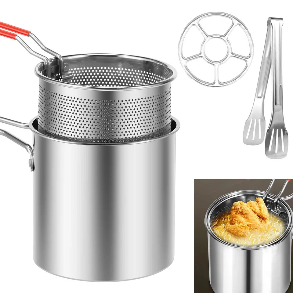 Hlboký hrniec z nehrdzavejúcej ocele Deep Fryer Mini Deep Oil Frryer Multifunkčný vonkajší varenie Fryer pre kuchynské kempovanie piknik