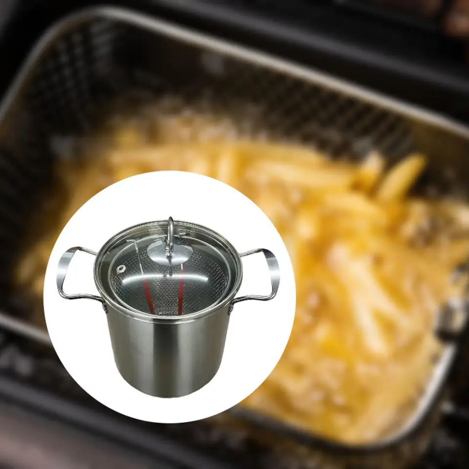 Hlboký nádoba na fritézu viacúčelová fritéza kuchynská gadget z nehrdzavejúcej ocele Japonské panču