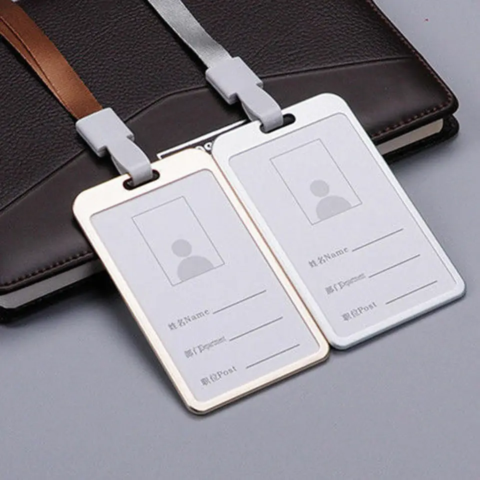 Hliníkové vrecko Zamestnanci Podnikanie spoločnosti Metal Case Case Cover ID Držiteľ karty s Lanyard Pass Tag Work odznak