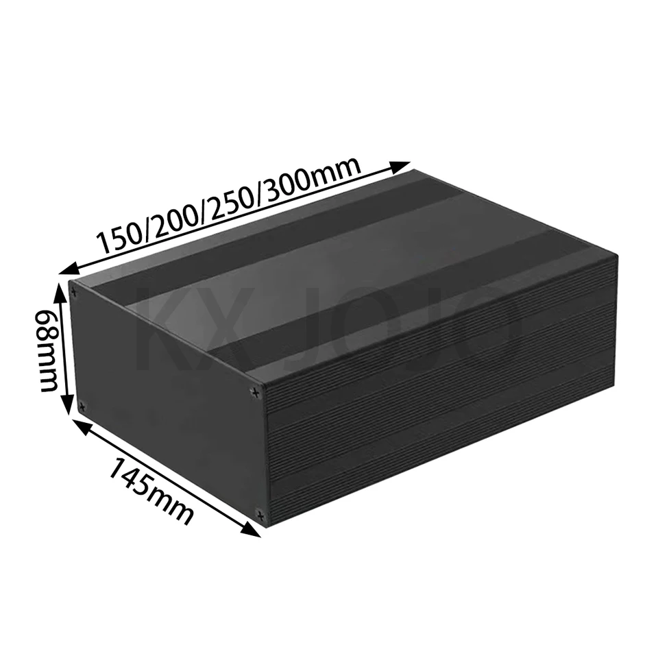 Hliníkový kryt 145*68*150/200/250/300 mm puzdro Elektronický projekt PCB prístroj Strieborný/čierny DIY napájací zdroj