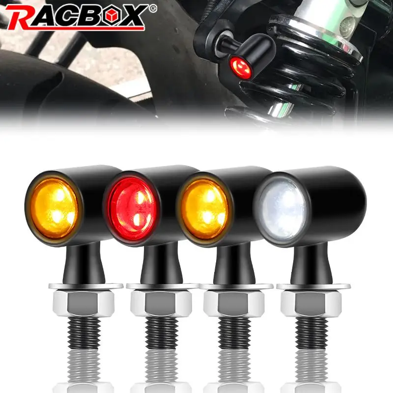 Hliníkový motocykel Mini LED dióda Signálne svetlá brzdové svetlo DRL Lamp blikanie indikátor blinker pre kaviareň pretekár bobber 12v