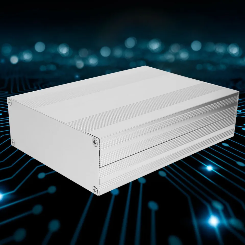 Hliníkový projektový box rozdelený typ matný strieborný puzdro PCB križovatka 4x14x200mm