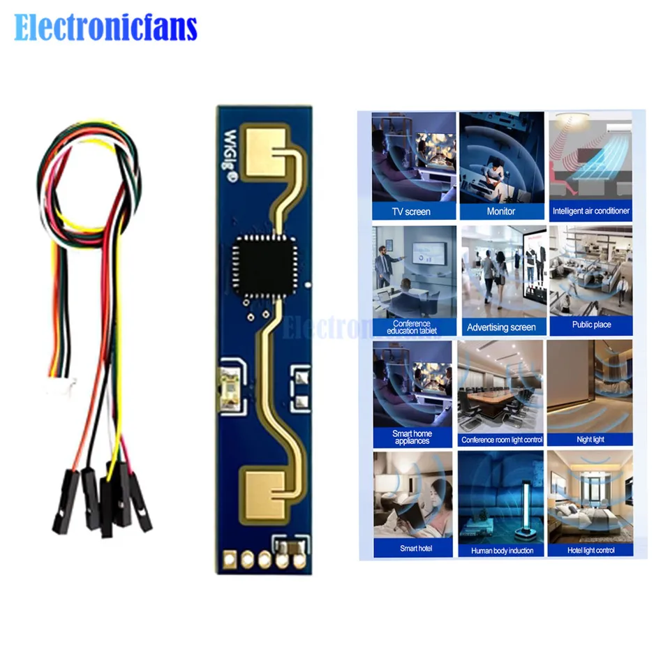 HLK-LD2410 Indukčný radarový modul ľudskej prítomnosti 24 GHz Intelligentný spínač mikrovlnného snímača detekcia Bluetooth s 5p drôtom