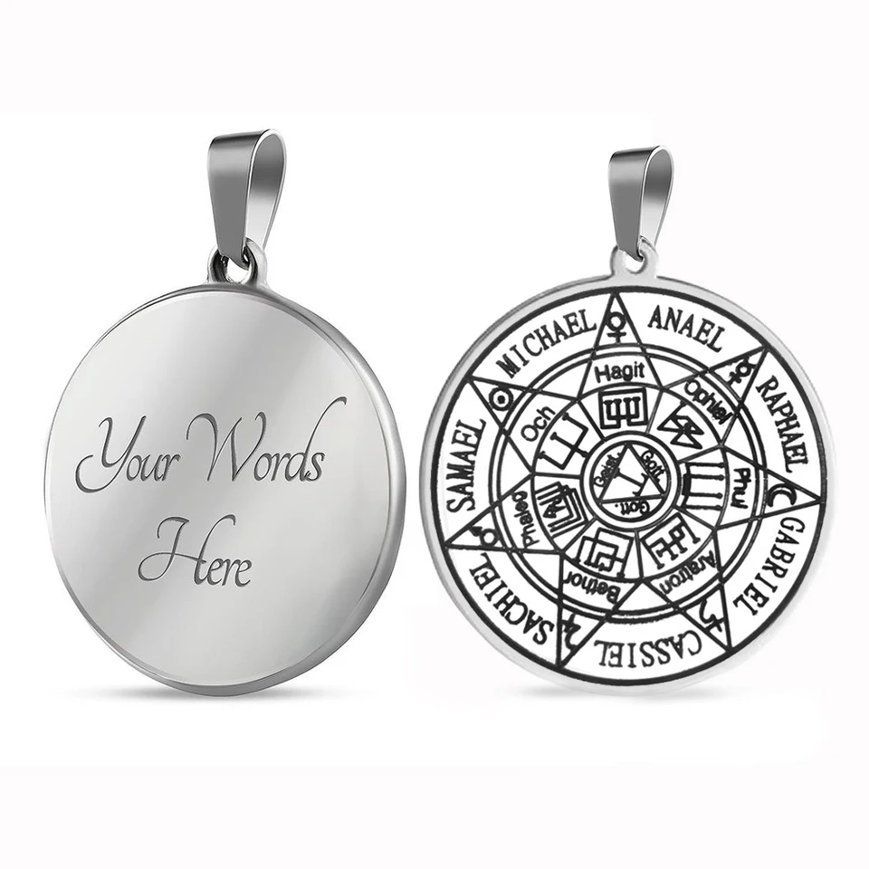HLSS004 Sedem archanjelov Seven Arbatel Spirits Seal Titan Dr Faust Book Solomon Kabbalah Amulet Amulet Castless Oceň prívesok náhrdelník