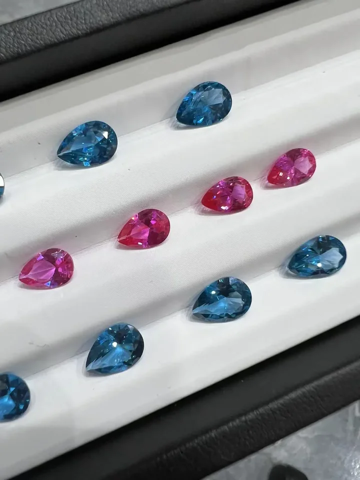 Hmj 5a ružová červená ružová rubínová kubická zirkónia moissanit hruška Cut Gemstone Syntetické drahokamy korálky pre šperky