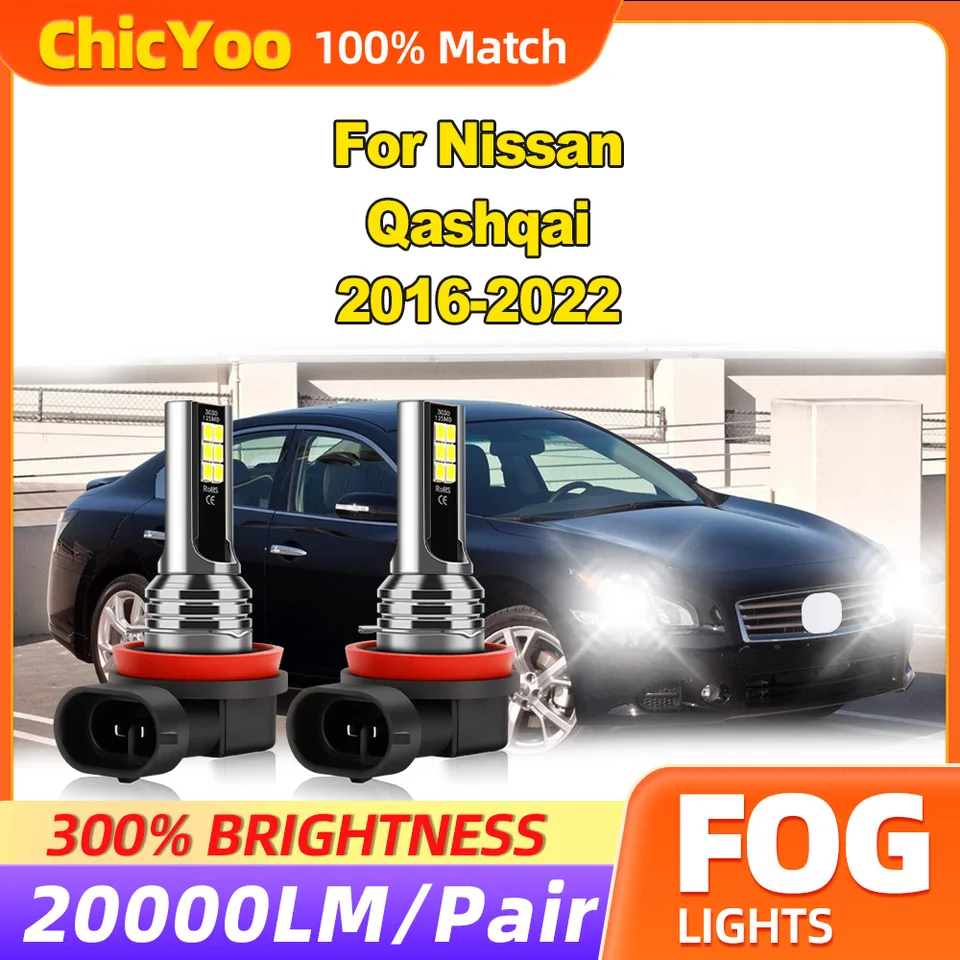 Hmlové svetlá s hmotnosťou 20000 lm 60W CSP Chips LED hmlové žiarovky 12v 6000k biele pre Nissan Qashqai 2016 2017 2018 2019 2020 2021 2022