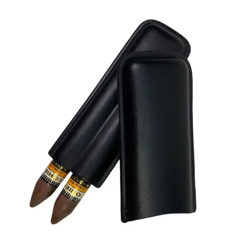 Hnedá kožená cigárka Puzdro 2 držiak cigariet Cestovky Cestovné mini zvlhčovacie skrinky Prenosné puzdro na cigaru pre Cohiba Humidor Cigar Accessory