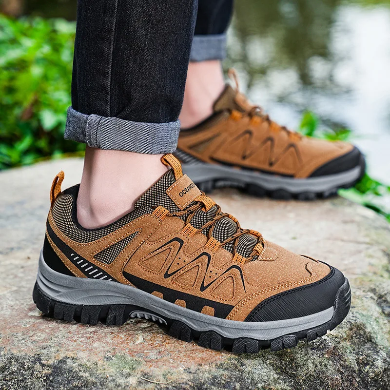 Hnedá vodotesná turistická topánky Men Low-top Outdoor Trekking Tenovery pre mužov veľkosť 47 48 nekĺzavých gumových horolezeckých topánok