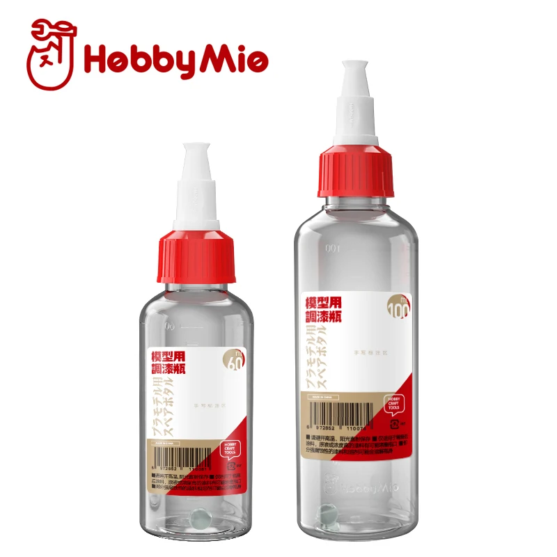 Hobby Mio Pet náhradná fľaša pre model farby 60 ml/100 ml misky v tvare misky MIDING Fľaša s mierkou/skleneným guľôčkovým modelom sfarbenie náradia