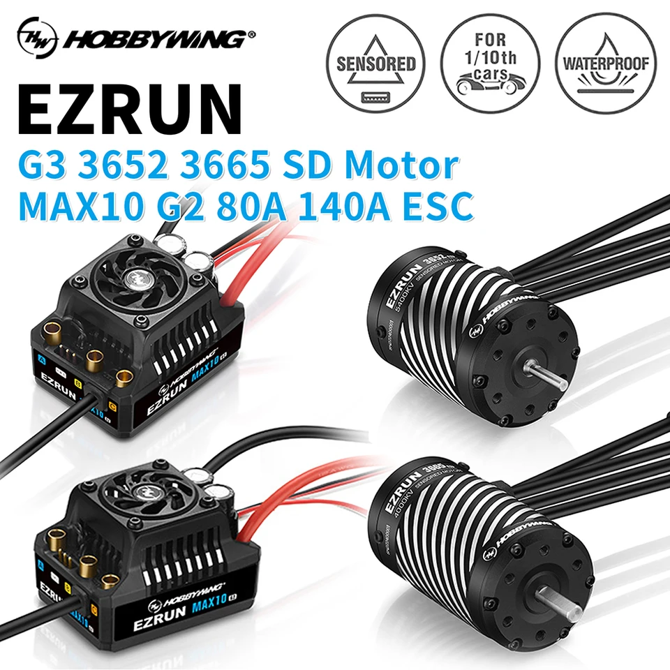 Hobbywing Brushless Motor a ESC MAX10 G2 80A 140A 3652 3665 G3 Motor pre 1/10 RC CAR