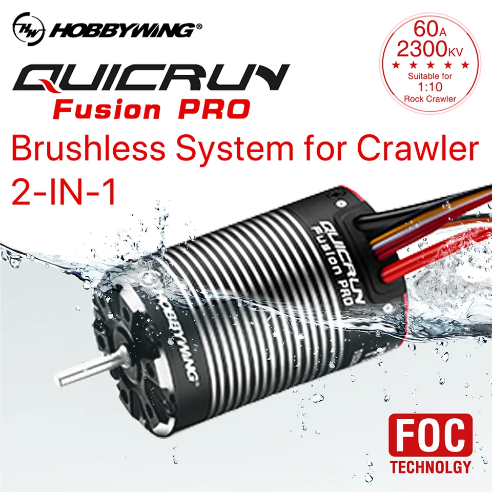Hobbywing Quicrun Fusion Pro 540 2300kv Brushless Sensor Motor 2 v 1 Built 60A ESC nepremokavá pre 1/10 RC lezenie Crawler Cable Car