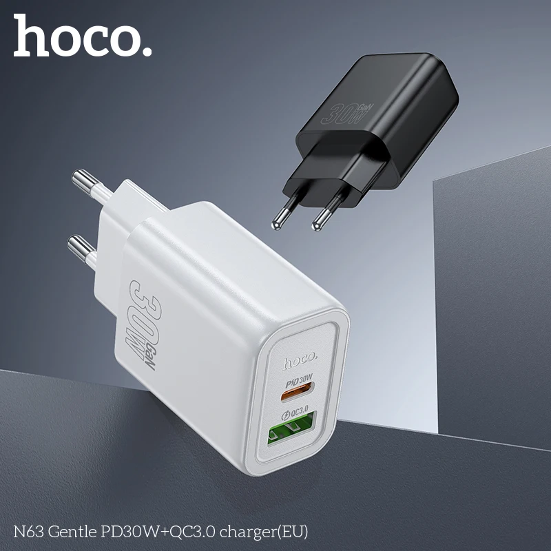 HOCO N63 30W USB TYPE C Nabíjačka pre 30 W set s rýchlym nabíjaním s káblom QC3.0 PD3.0 pre iPhone 16 15 14 Pro Xiaomi 14 Telefón Chagers