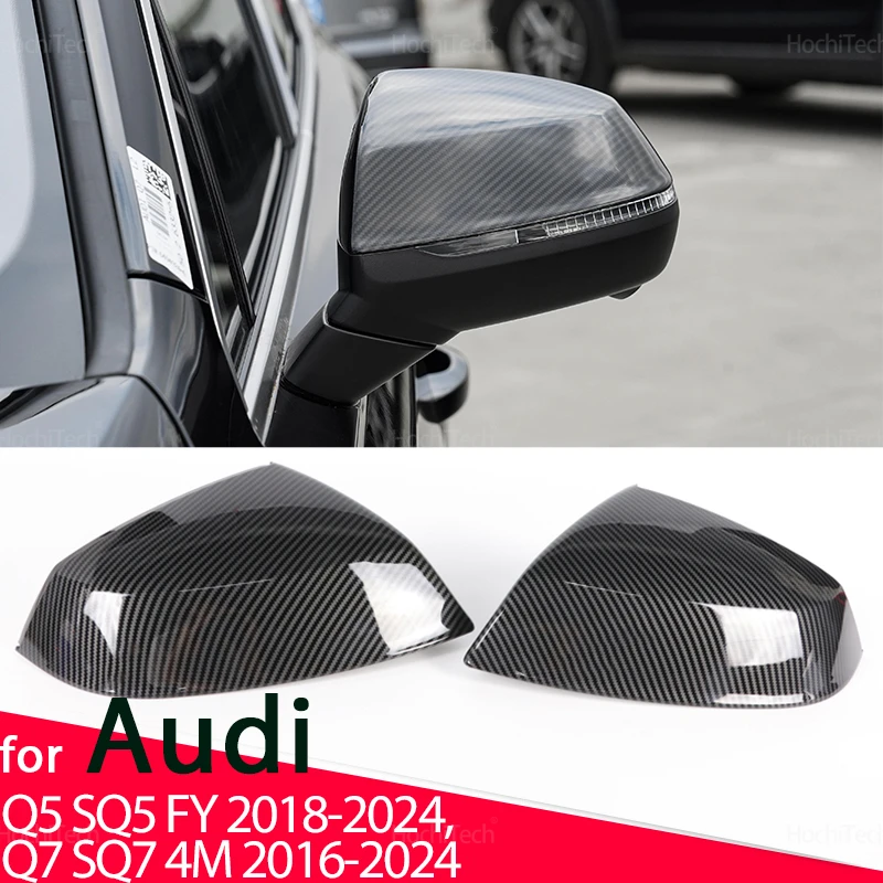 Hodnotné vlákno vzhľad Čierne kryty spätného zrkadla pre uzávery pre Audi Q5 SQ5 FY 2018-2024, Q7 SQ7 4M 2016-2024
