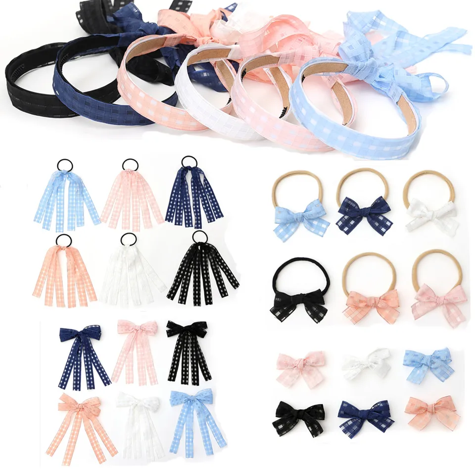 Hodvábna stuha čelenky pre dievčatá, nastaviteľná nekĺzavá elastická elastická danú pastel Lacy Band Headwraps