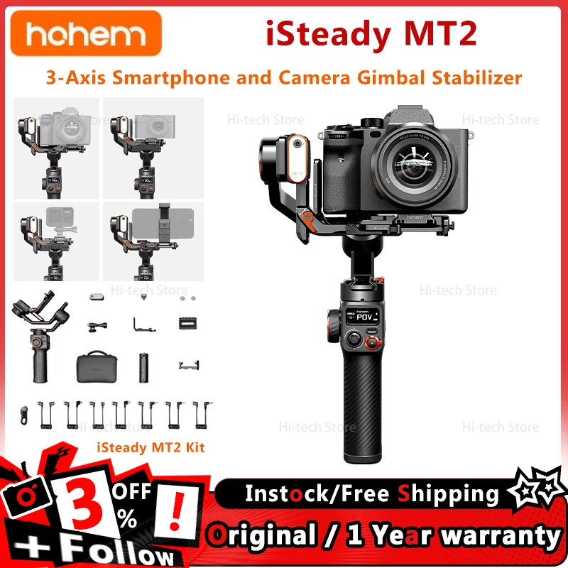Hohem Isteady MT2 Kit 3 Axis Gimbal pre Smartfón s kamerou bez zrkadla Camre, stabilizátor pre Sony/Nikon/Canon, načítať 1,2 kg