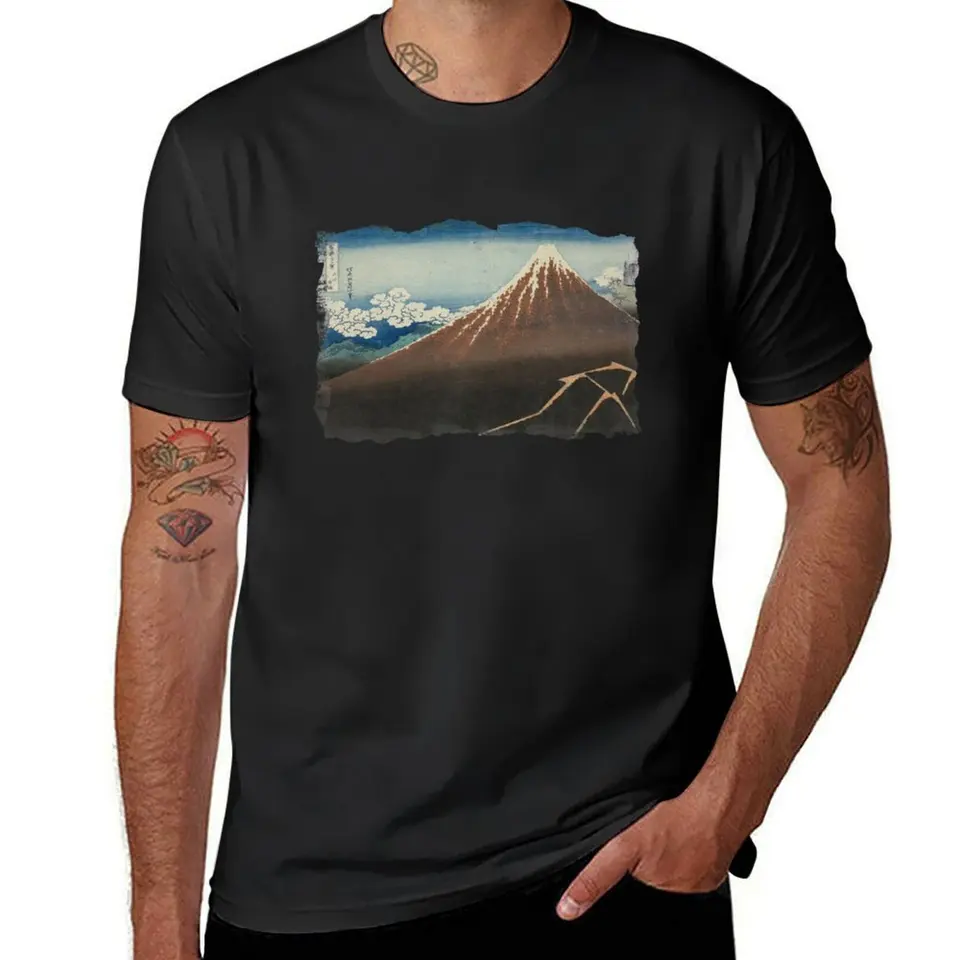 Hokusai 'sprcha pod summit' japonský umelecký vzhľad tričko Čierne nadmerne