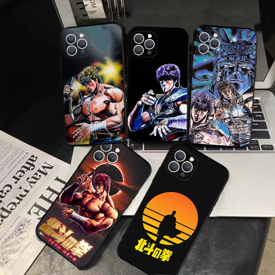 Hokuto No Ken Phone Case pre iPhone 16,15,14,13,12,11, Pro, X, XS, Max, XR, Plus, Mini Soft Black Cover