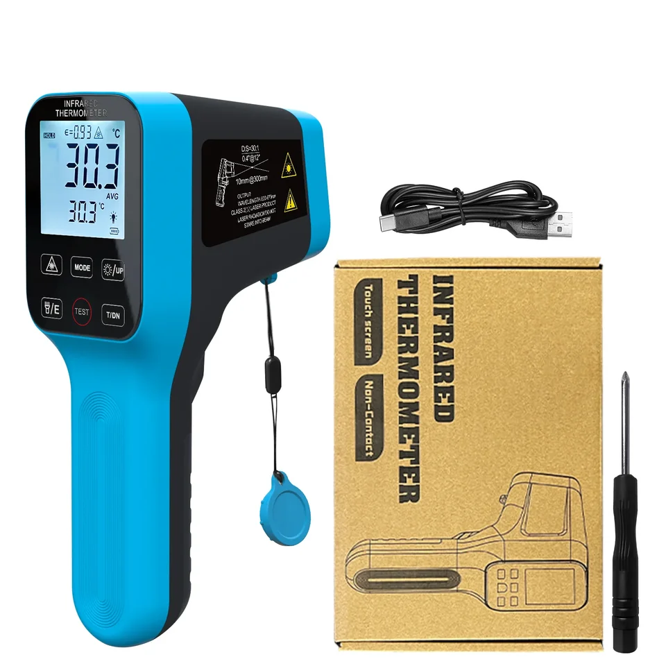 Holdpeak Pyrometer -58'f ~ 2912'f High Temper Ir Termometer Gun D: S = 30: 1 Dual laser Industrial W/Touch Toutons Nabíjateľný HP -1600