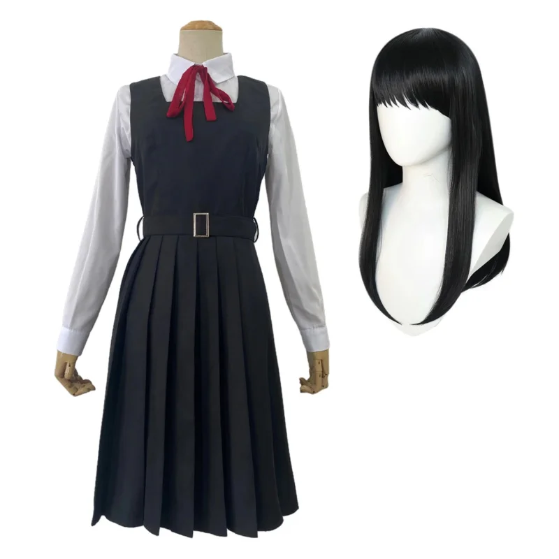 Holoun Anime Chainsaw Man Cosplay kostým Mitaka Asa War Devil Black Šaty School Uniforma 2 Ribbóny Halloween vianočný darček AO9